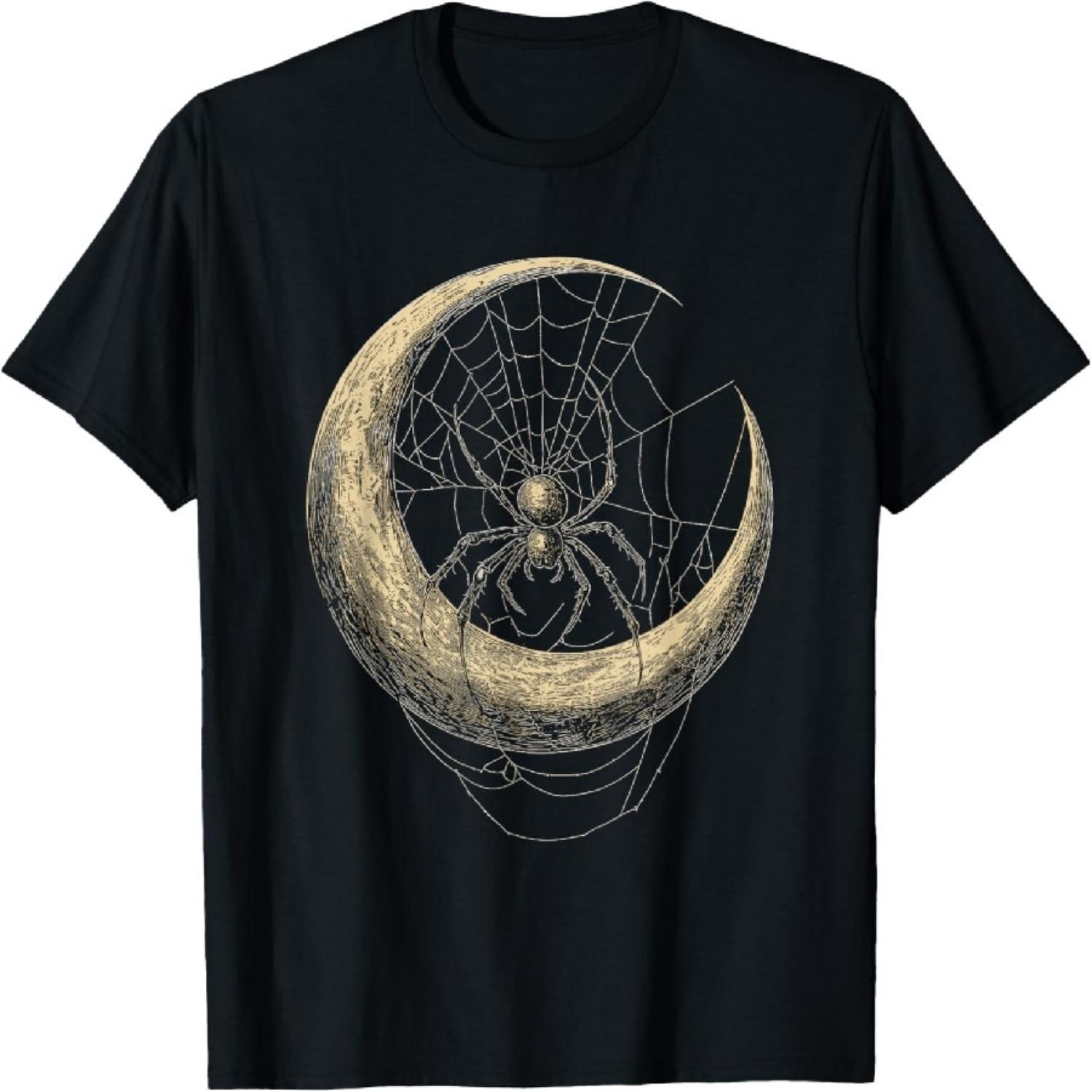 Паук с паутиной на полумесяце - Готическая футболка XXXXXL разноцветный