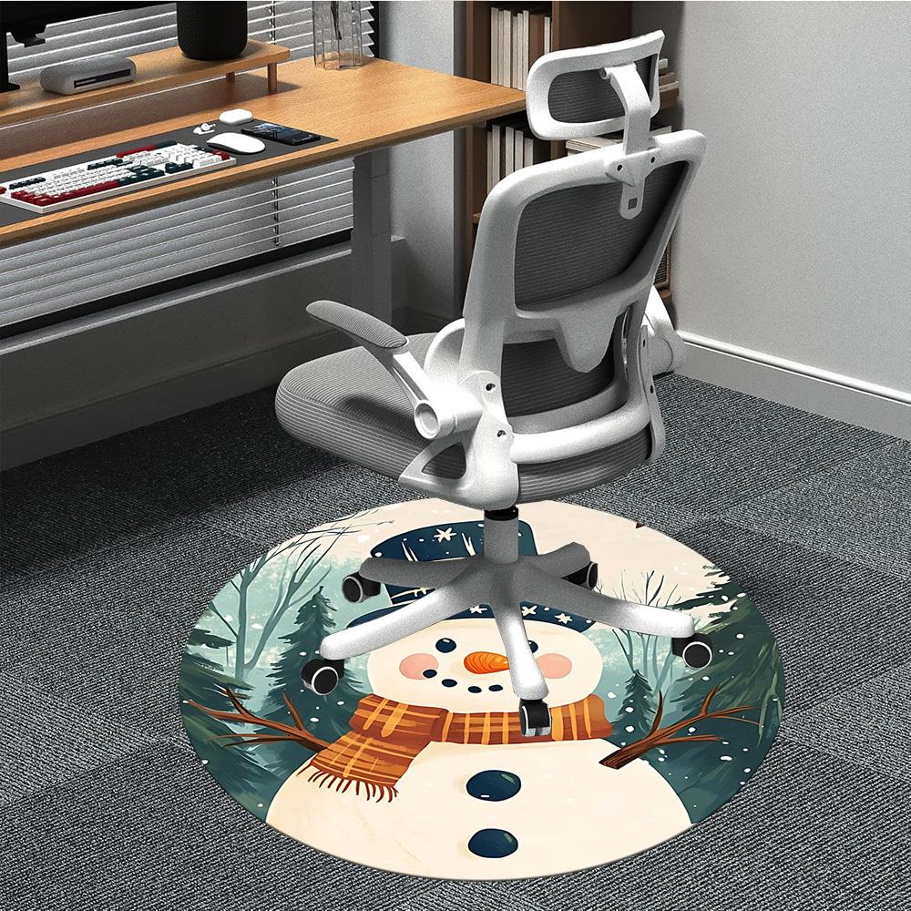

1pc Winter Wonderland Office Round Area Rug, Indoor Mat Suitable ForOffice, Under Office Chairs Bedroom Living Room Home Decor, Room Deco, D058 80cm by 80cm