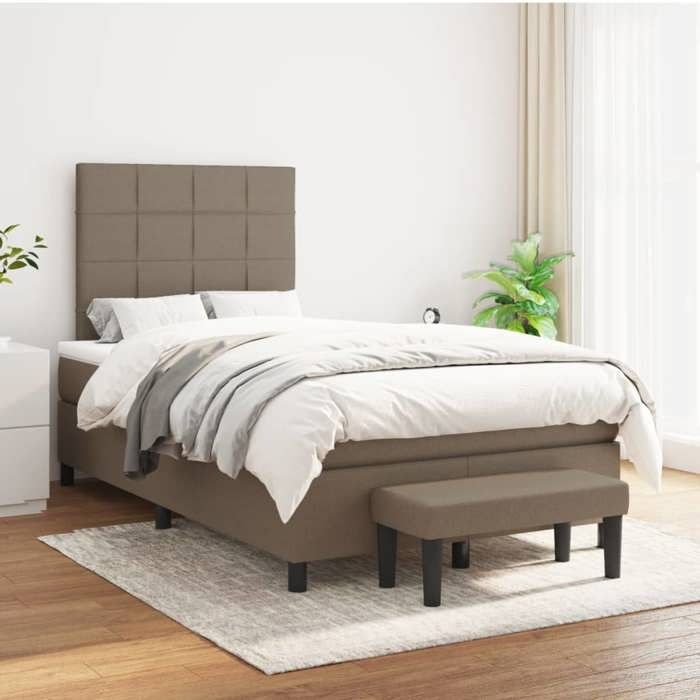 Maison Exclusive - Sommier à lattes de lit avec matelas Taupe 120x200 cm Tissu
