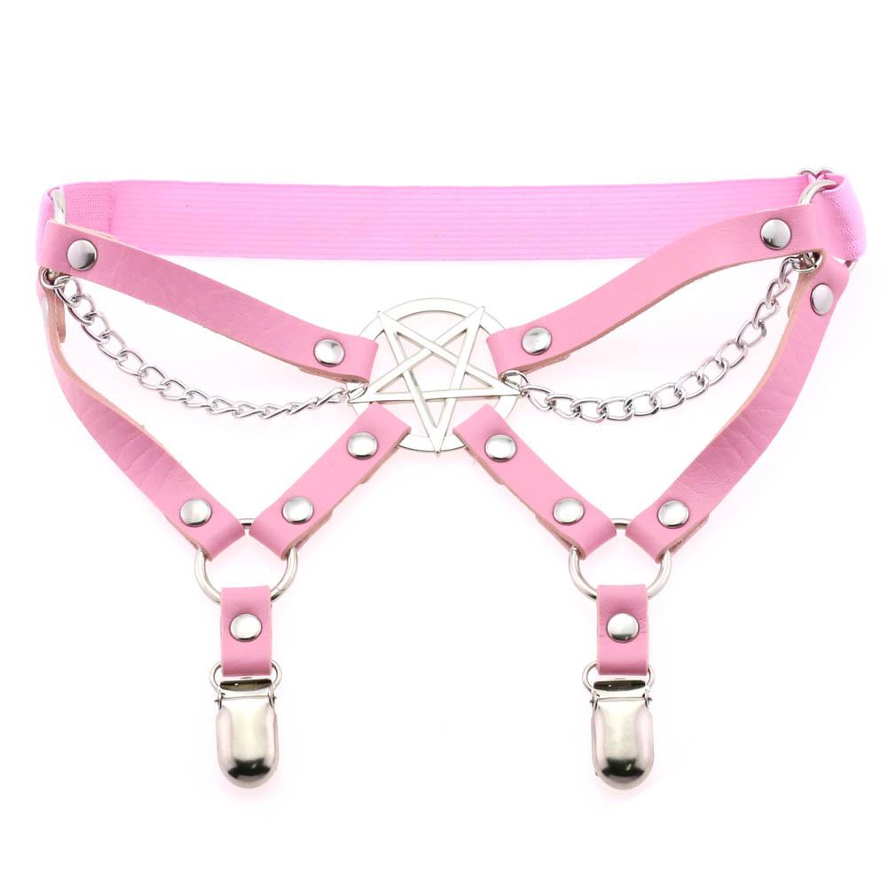 Fxcube New Goth Punk Leg Strap Garter Belt Pentagram Thigh Harness Women Girls Gothic Cosplay Accessories Harajuku Egirl Jewelry