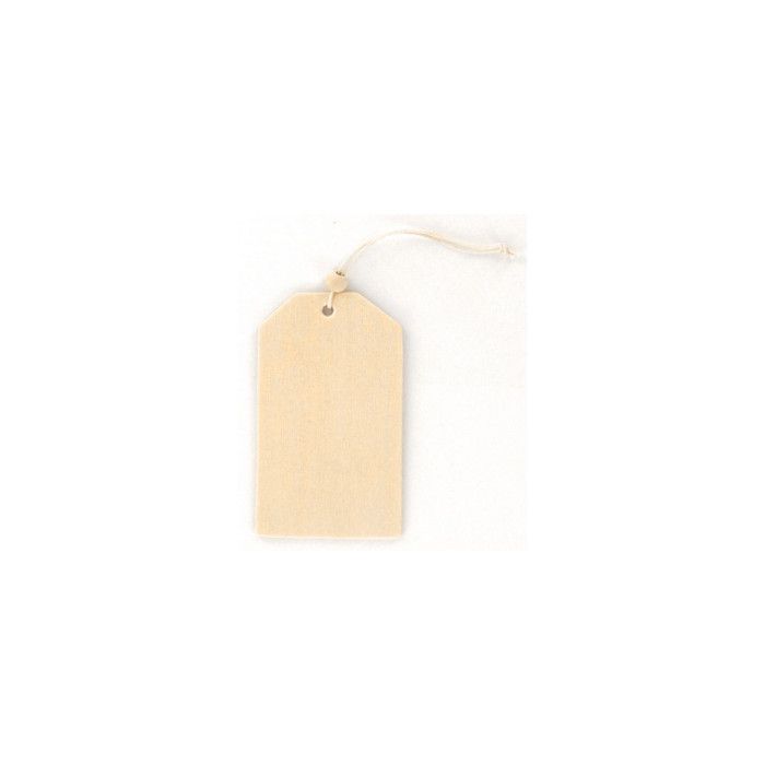 Étiquettes en bois - CTOP - Rectangulaires - 8,5 x 5 cm - Lot de 6 - Cordon beige