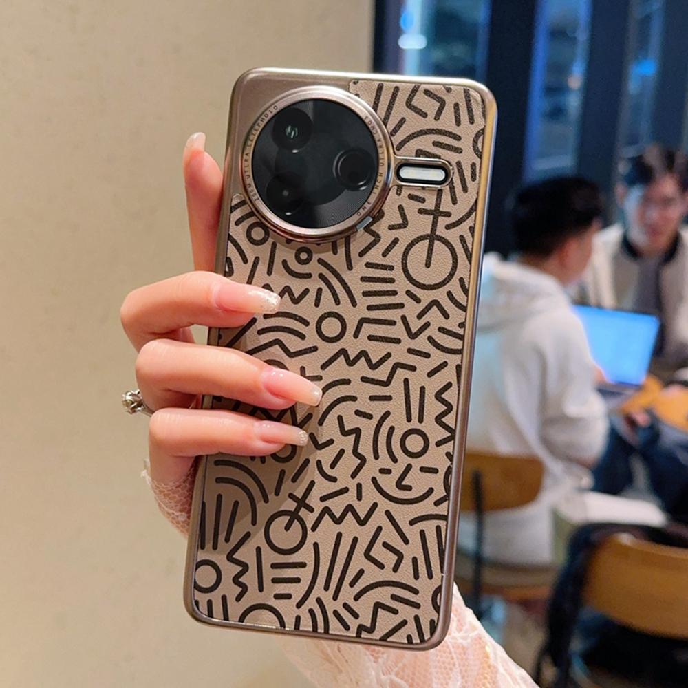 For Xiaomi Redmi K80 5G/Poco F7 Pro 5G Case Creative Doodle Leather Electroplated Phone Back Cover