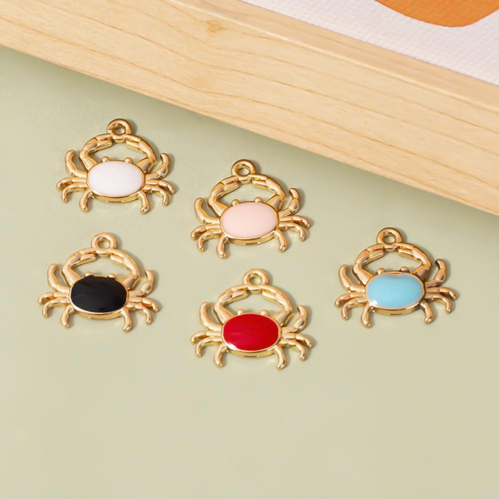 5/10/20pcs Marine Animal Pendant Simple and Elegant Solid Color Crab Keychain DIY Pendant Alloy Drip Oil Necklace Bracelet Accessories