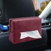 Boîte à mouchoirs en cuir nappa pour voiture, accoudoir central, pare-soleil, siège arrière, avec sangle de fixation