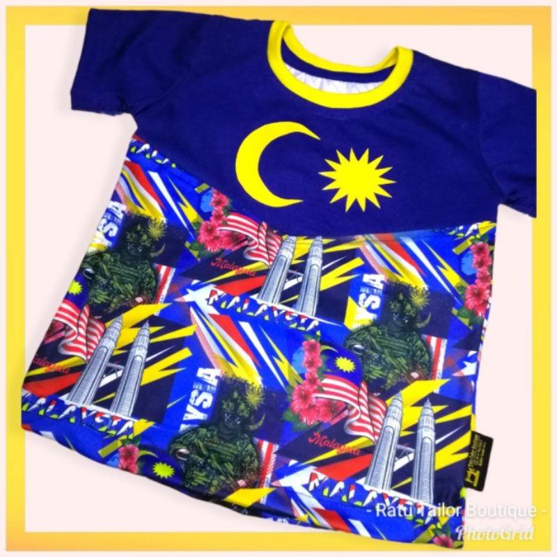 Merdeka 3D Graphic T-Shirt For Kids Featuring Malaysia Flag Print For Independence Day