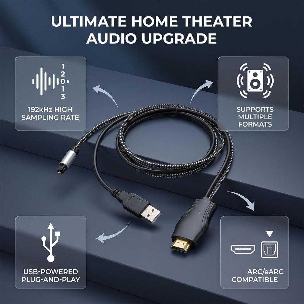 Plug and Play eARC ARC to Optical Converter Optical Audio Adapter  Soundbar Connection