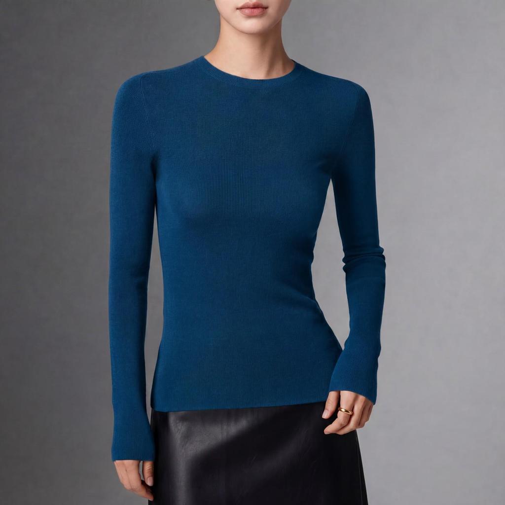 Machine Washable Slim-Fit Merino Wool Sweater with Half-High Neck.