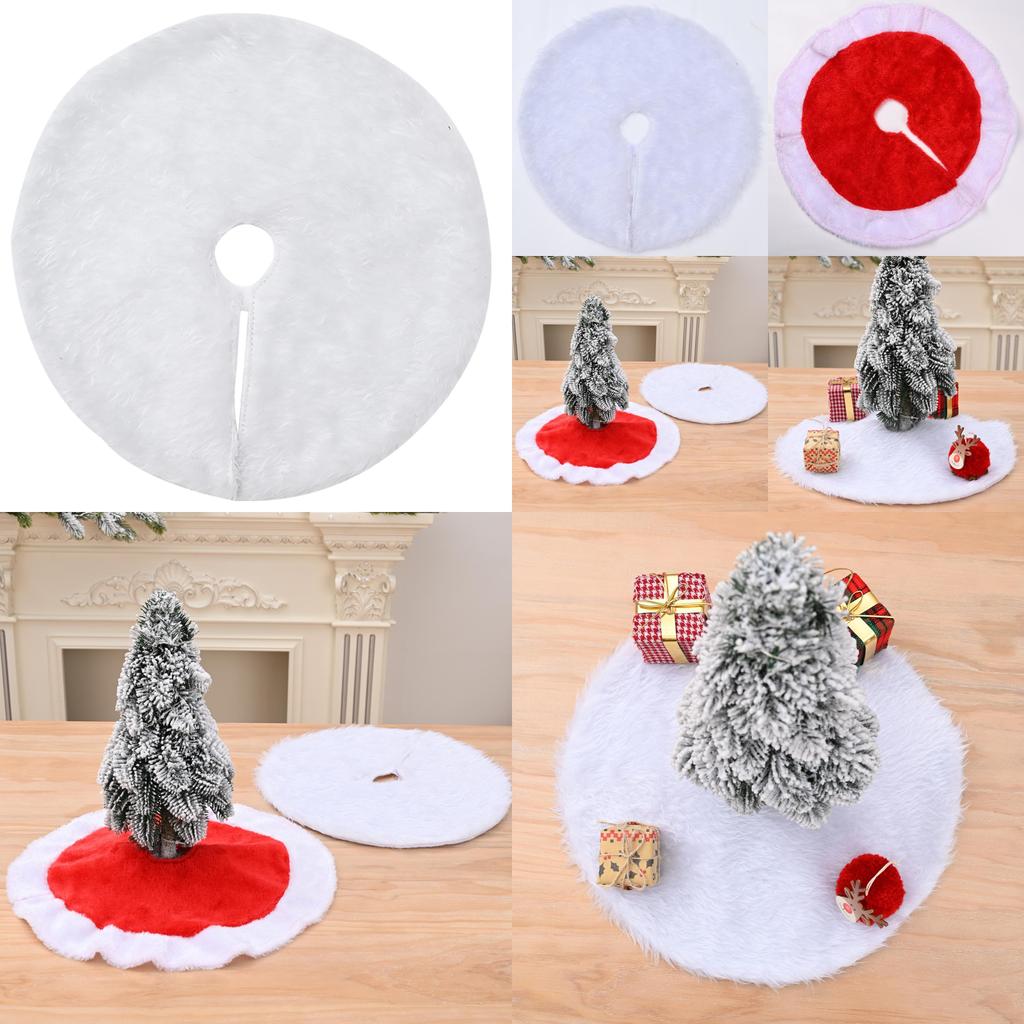 Elegant Red And White Trim Christmas Tree Skirt Soft Fabric Modern Holiday Decor