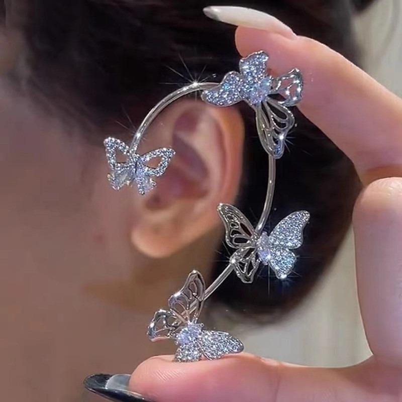 Hollow Zircon Butterfly Ear Hanging Female Without Ear Hole Advanced Sense Ear Bone Clip