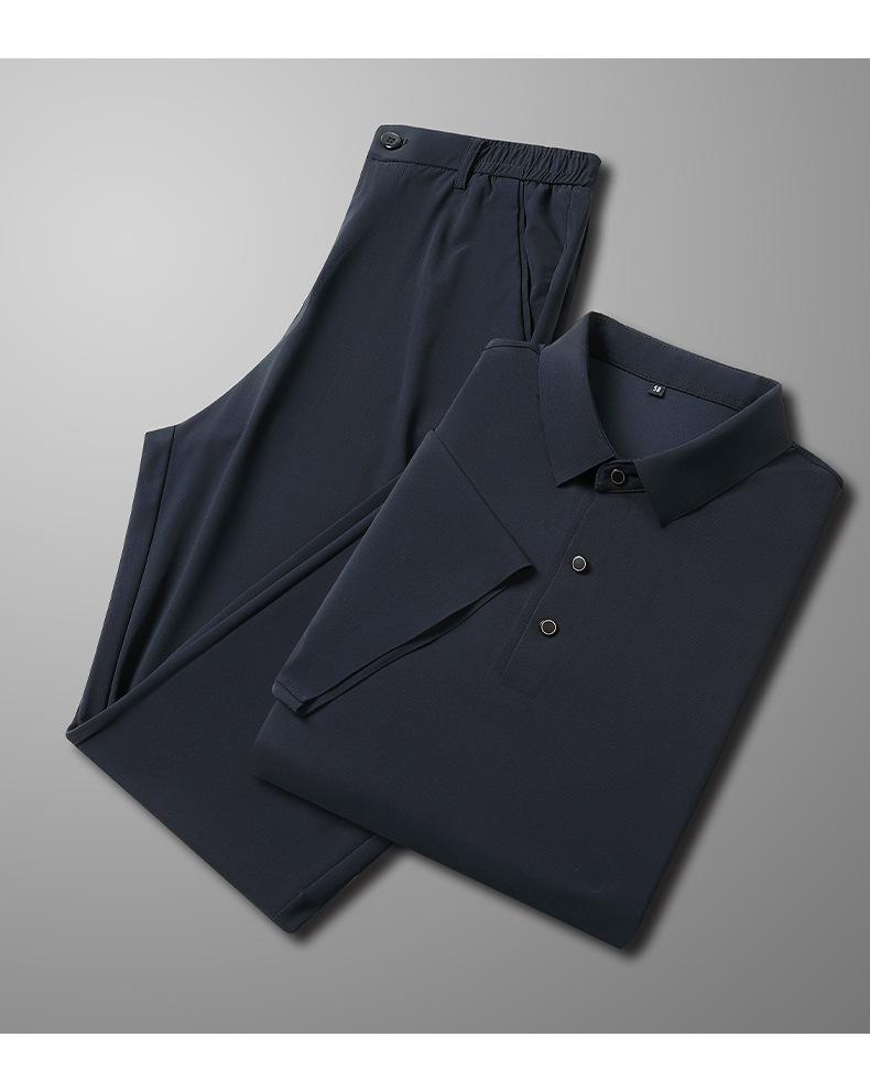 Men's Ice Silk Seamless Short-Sleeve Sports Suit - Summer Thin Two-Piece Set for Middle-Aged Dads (2025)