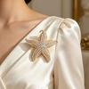 Modische Seestern-Brosche mit Strasssteinen und Perlen Elegant Einfach Vielseitig Hochwertiges Dekoratives Anstecknadel-Accessoire für Kleidung