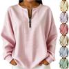 Women Striped Crew Neck Half Zip Loose Fit Long Sleeve Pullover Top Casual Lightweight Comfortable Blouse for Daily Wear