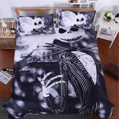 Horror Nightmare Halloween Three-Piece Quilt Cover Digital Printing Bedding Set Jack Decorative Bed Cover