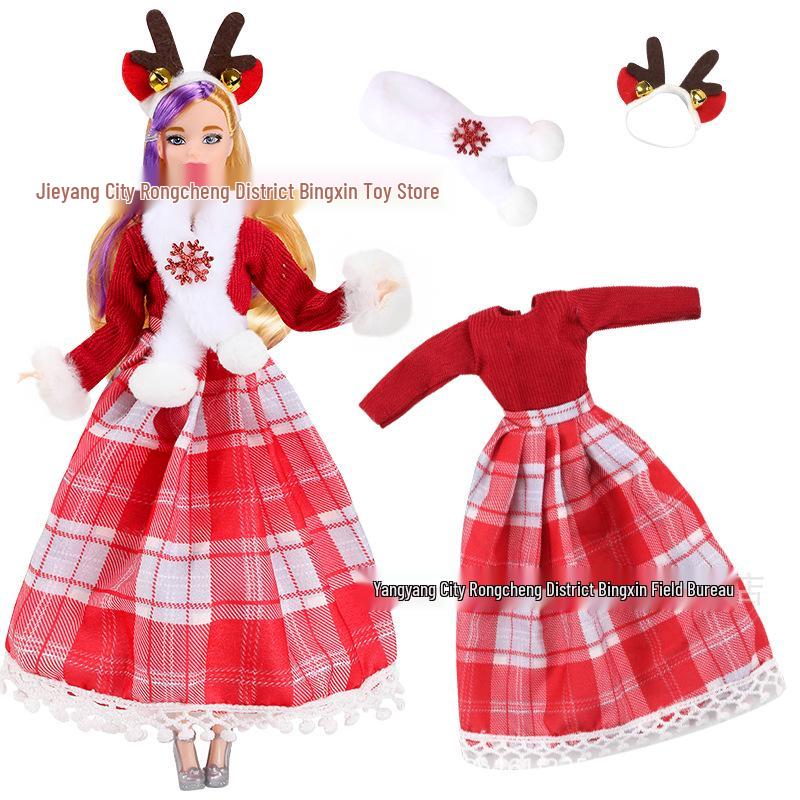 11-inch Barbie Doll Fashion Christmas Dress Set - 30cm Holiday Clothing Series