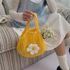 Summer Woven Handbag Flower Nylon Mesh Tote Bag Sweet Grocery Bag  Women