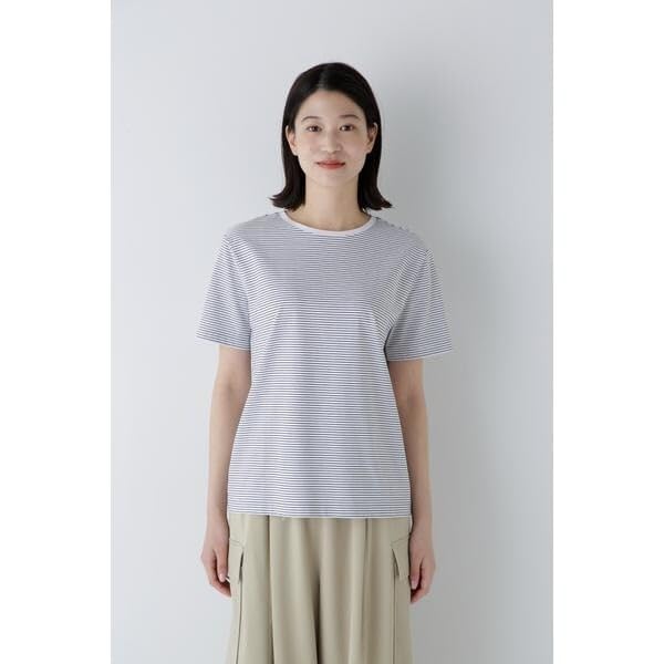 Human Woman Short Sleeve Striped Size M T-Shirt (Organic Cotton) / Women's / 077-5160314 013_Black Striped,