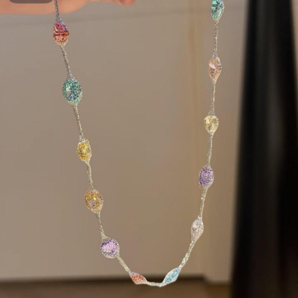 Niche Colorful Candy Beaded Necklace for Women - High-End Dopamine Light Luxury Rainbow Jewelry.