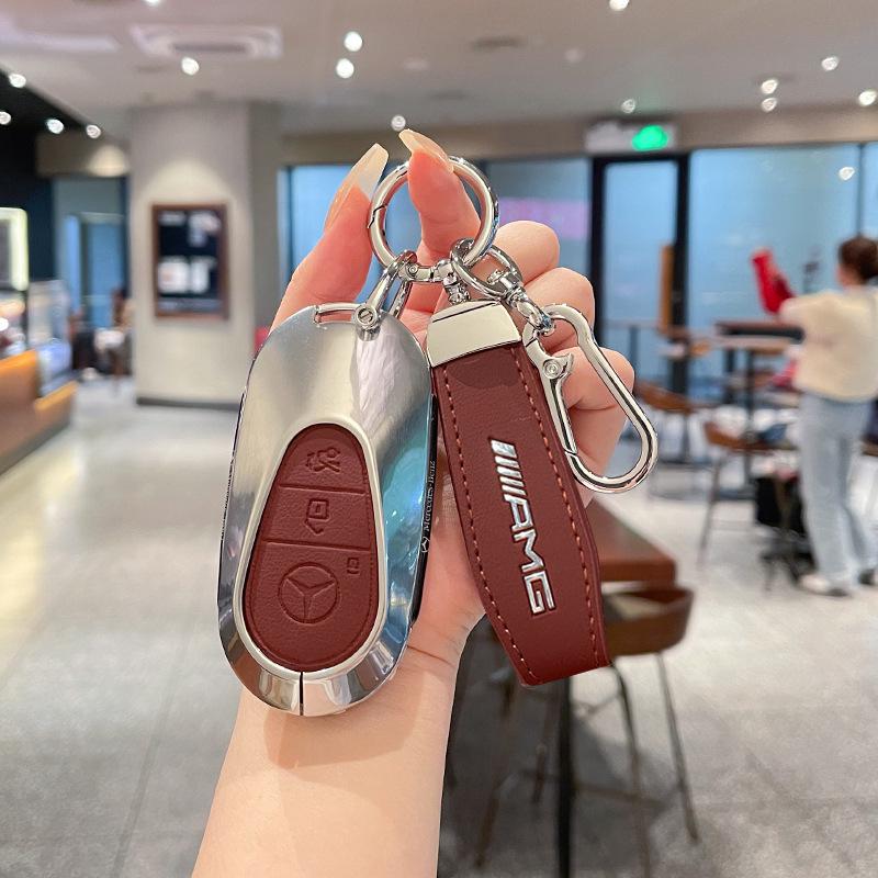 Mercedes AMG Key Case: Compatible with A35L, G63, GLE53, C43 - Premium Metal Shell Buckle for Men
