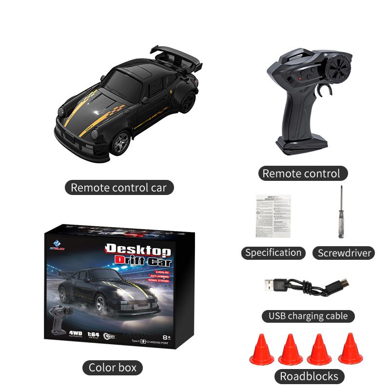Kf20 1:64 Rc Drift Car Four-Wheel Remote Control Cars Competition Racing Car Full Proportions Desktop Car Model Toys Boys Gifts