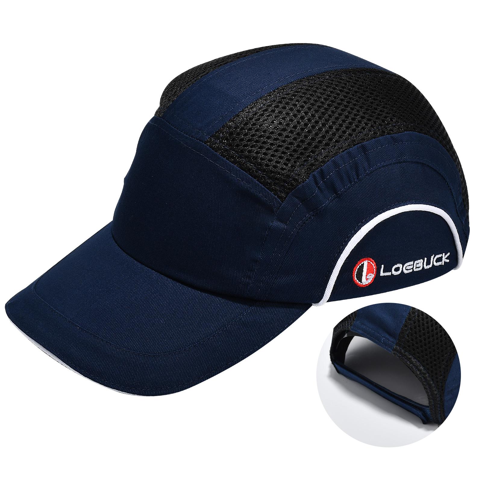 

LOEBUCK Бейсбольная защитная каска от ударов Двухслойная пенопластовая подкладка с АБС-пластиковой оболочкой для защиты головы Каска высокой видимости со светоотражающими элементами для работы синий