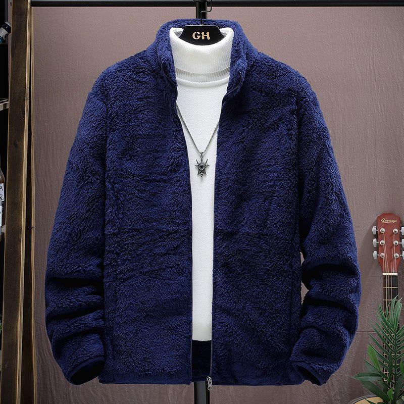 Double-sided Velvet Jacket Men Autumn Winter Short Plus Velvet Warm Long-sleeved Polar Fleece Top