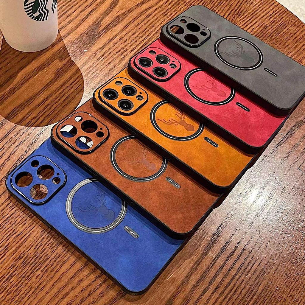 New Magnetic Cloth Pattern Elk Case for iPhone 13-16 Pro Max