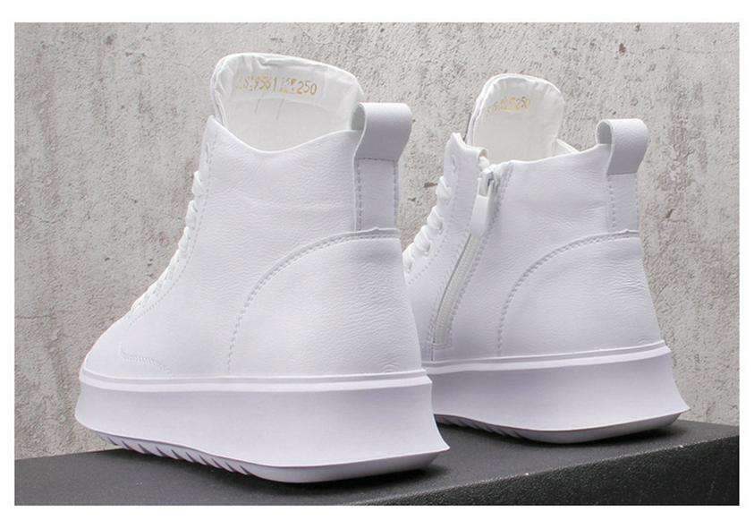 Trendy Men's 2024 White Hidden Heel High-Top Sneakers - Summer Casual Thick-Soled Martin Boots