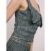 Vichy Style Miaou American Style Sexy Skinny Slimming Plaid Small Sling + Asymmetrical Skirt Two-piece Set