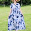 Elegant Women's Dresses Summer Vintage Clothes Plus Size Short Sleeve Casual Loose Long Dress