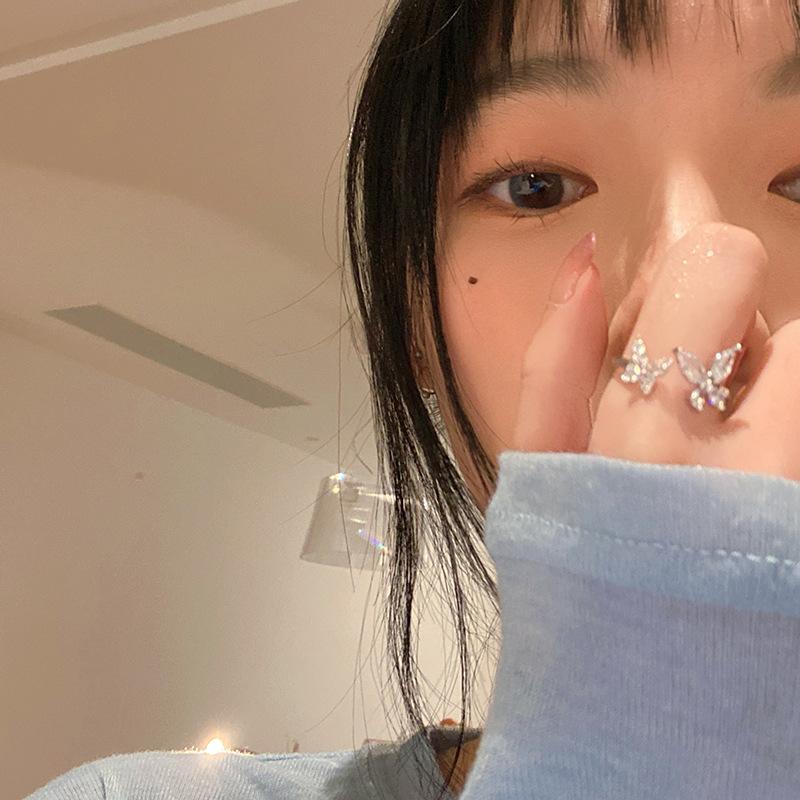 Ice Oxygen Fairy Butterfly Open Ring Personality Ring Female Design High Sense Index Finger Ring Jewelry