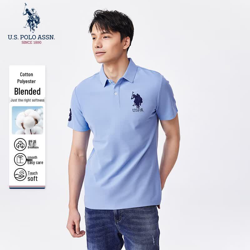 U.S. POLO ASSN. Men s Performance Polo Shirt L небесно-голубой
