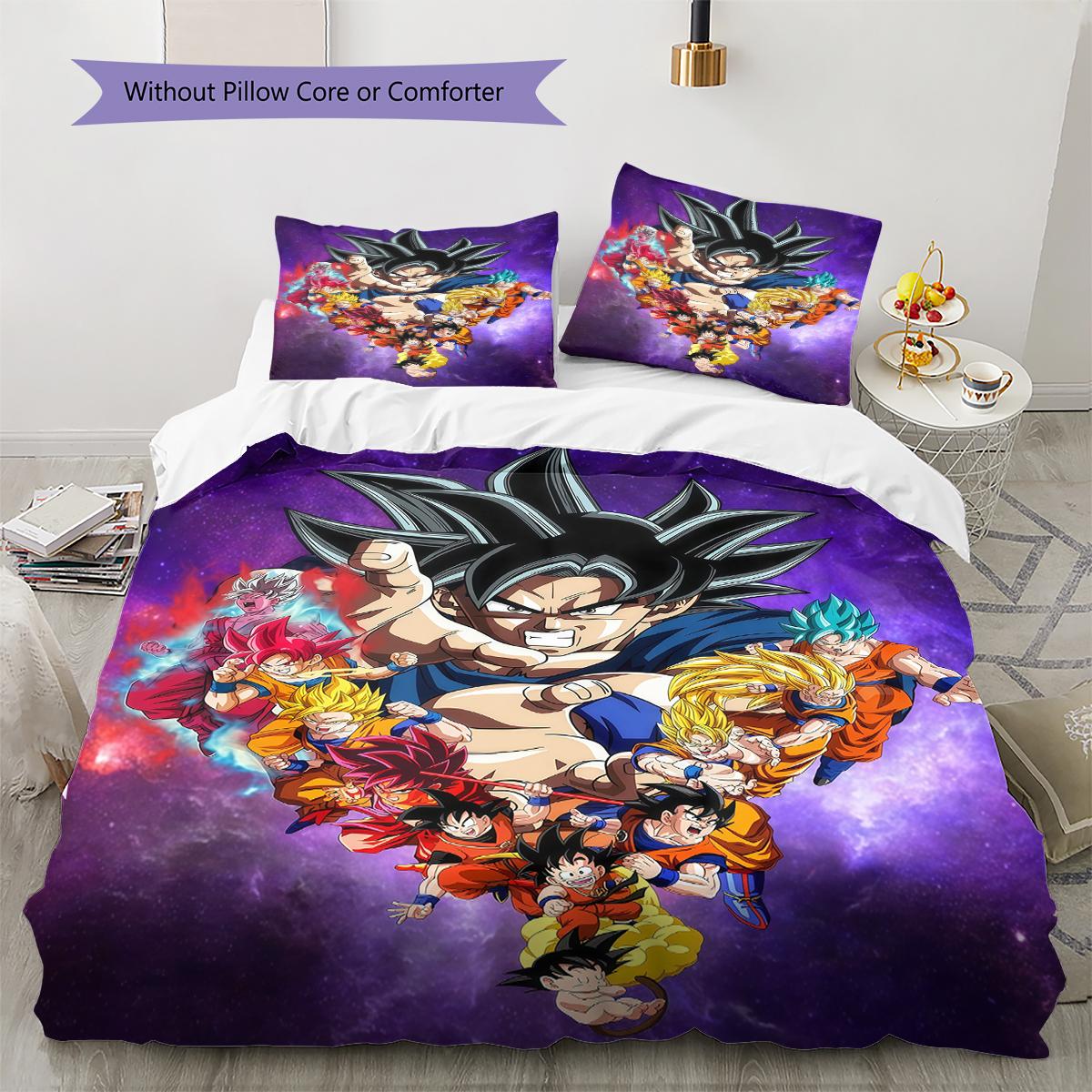 

Son Goku Pattern Bedding,Quilt Set Quilt Cover Pillowcase Home Birthday Gift (1 * duvet cover + 2 * pillowcase, without core) 135x200cm