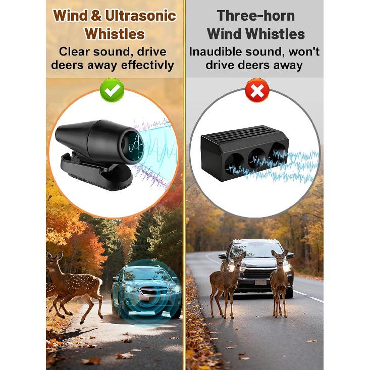 4PCS Wind & Ultrasonic Deer Safe Whistles For Vehicles - Deer Horn With Self-Adhesive Tape, Automotive Safety Kits For Car Avoid Collisions