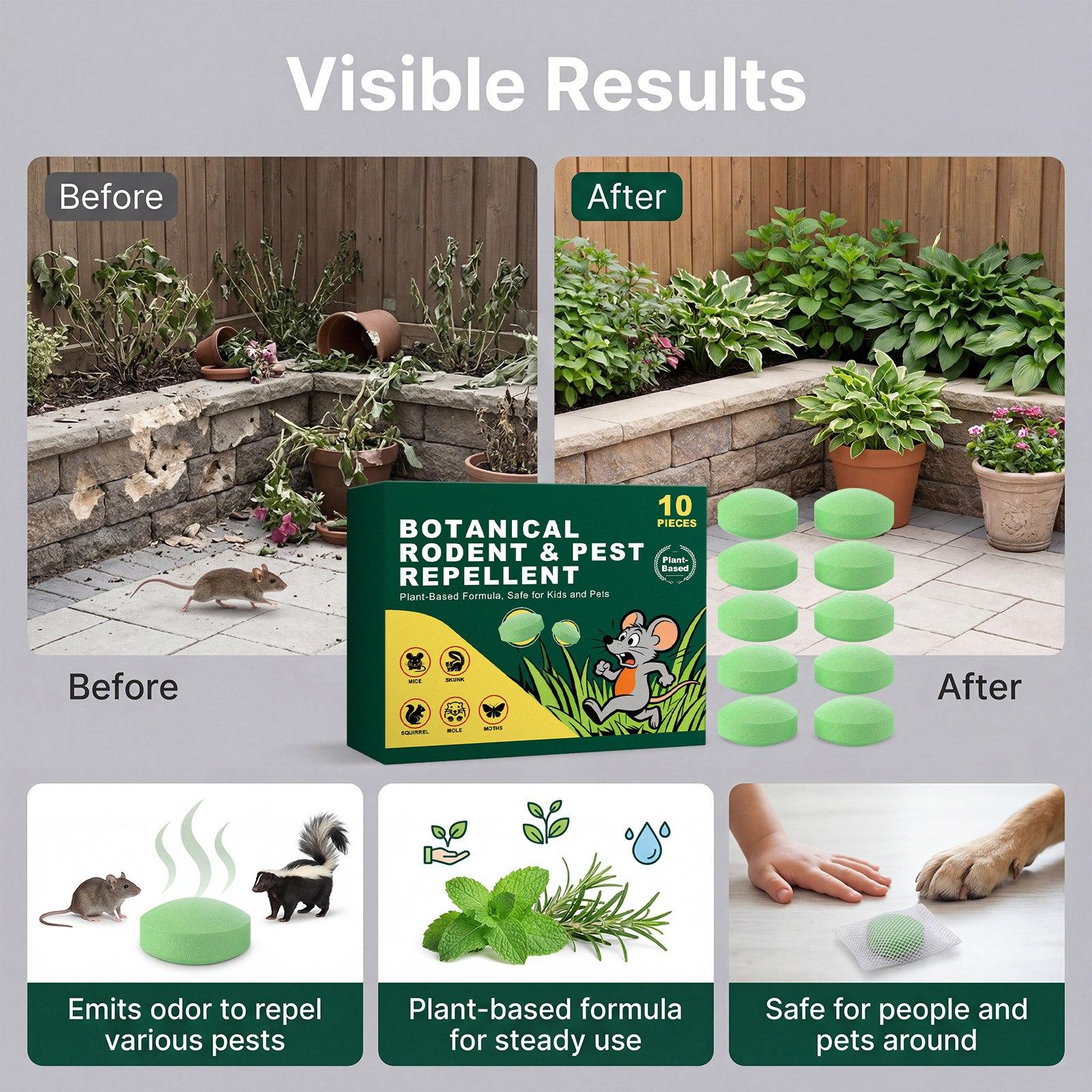 

Used To Drive Away Rodents, It Is Suitable For Both Indoor And Outdoor Environments And Can Effectively Control Rodents For A Long Time. One Size зелёный