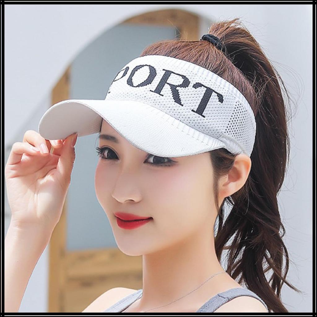 Plain Mesh Visor Cap Hat for CA810 [White Fang] Outdoors, Walking, Fishing, Golf, Women's (Black)