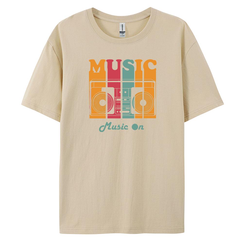 Music Mens Casual Shortsleeved Tshirt with 100 Cotton Fashion print Tees oversize