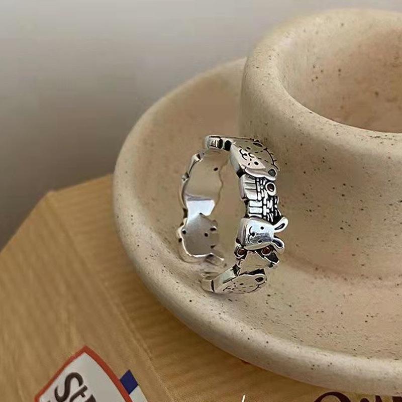 Korean Version of Animal World Open Ring Women's Light Luxury Niche Design High-end Cold Style New Trendy Jewelry