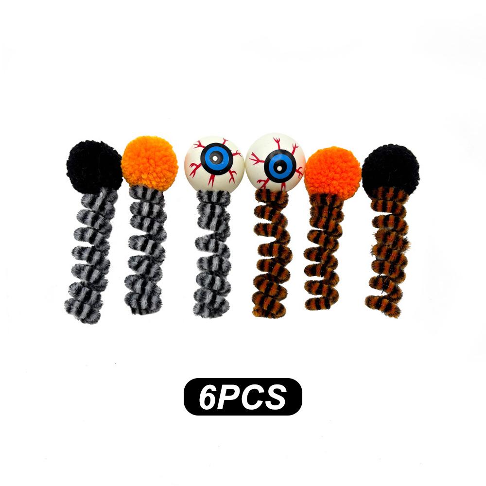 6pcs/set Random Interactive Cat Teaser Toy Funny Interactive Spring Eyes Shape Toy for Pet Cat Kitten Halloween Theme Teaser Toy