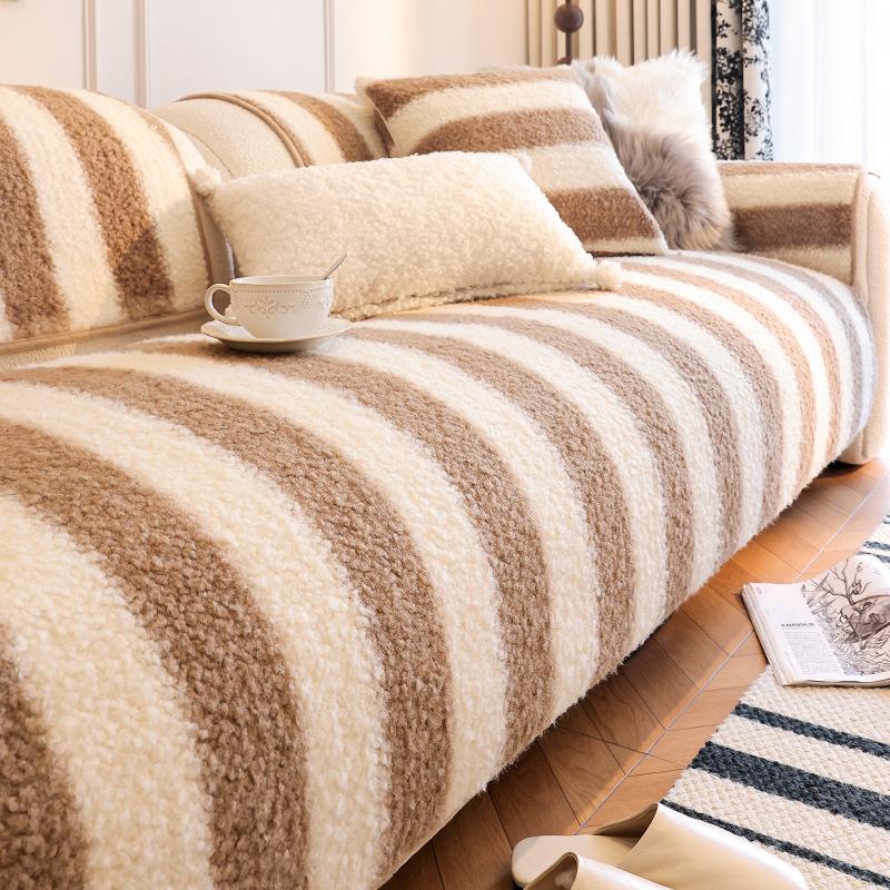 Lamb Wool Sofa Cushion, Anti-Skid In Autumn And Winter, High-Grade Plush Seat Cushion, Universal In All Seasons  New Cover Cover Cover