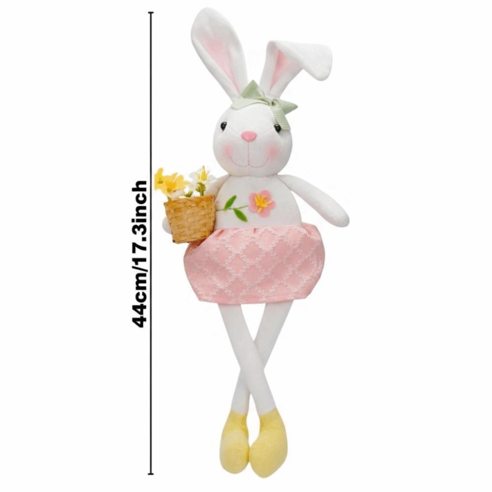 Carrot Flower Basket Easter Rabbit Decoration Adjustable Long Legged Rabbit Doll Office Desk