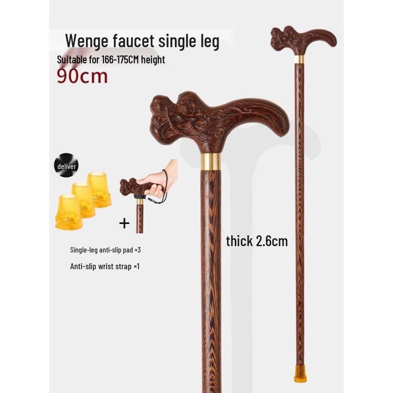 Älterer Drachenkopf Vierbeiniger Holzspazierstock, Rutschfeste & Leichte Krücke