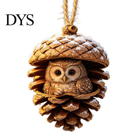 Festive Tree Trimmings Forest Animal Acorn Ornaments, Cozy Woodland Christmas 2D Acrylic Realistic Hanging Decor Pine Cone Pendant for Xmas Tree, Home