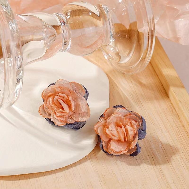 Garden Sweet Silk Fabric Flower Earrings - Elegant Stud Earrings for Women - Beach Style Ear Rings