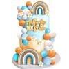 Rainbow Flowers Cake Toppers Boho Cake Decorations with Flower Rainbow Balls for Girl Birthday Party Hippie Boho  Party Supplies