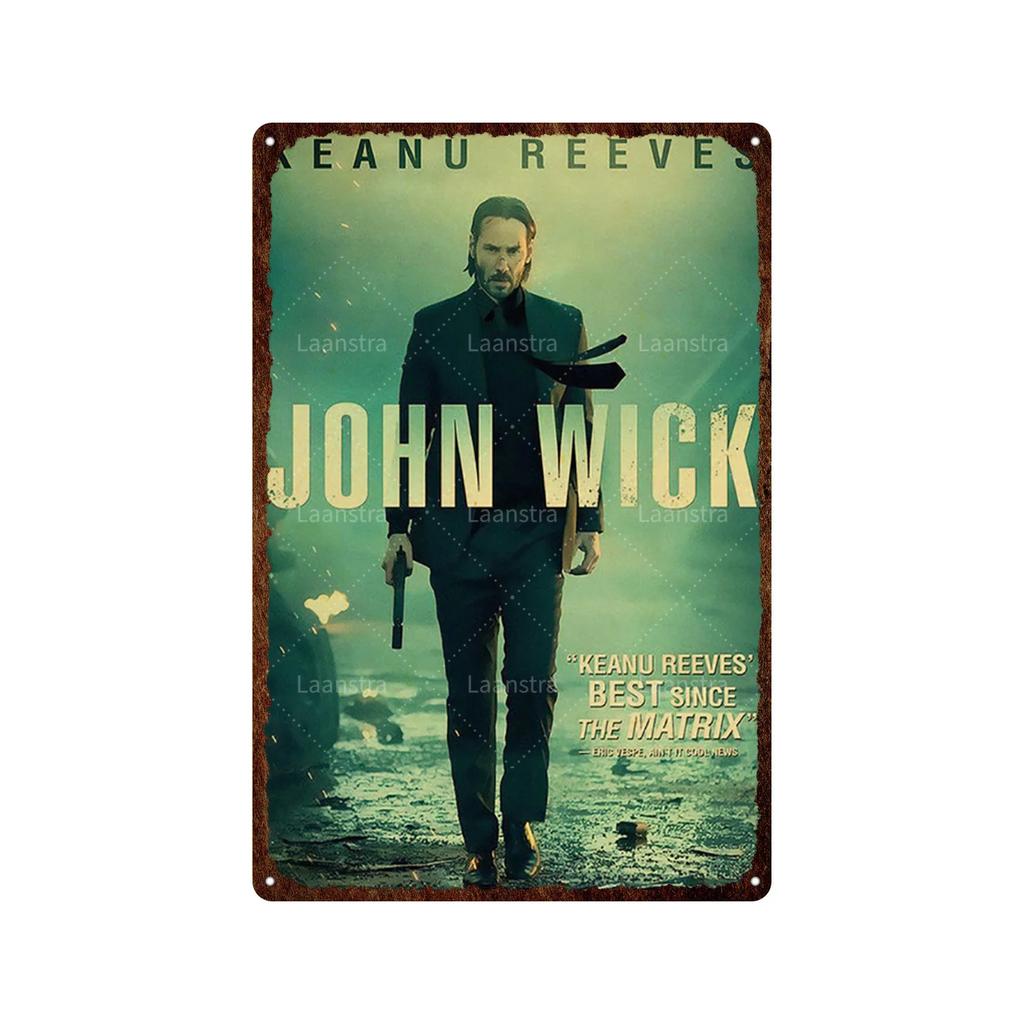 Vintage Movie Poster John Wick Poster Metal Sign Decorative Tin Painting Home Cafe Bar Kraft Poster Wall Sticker Decoration