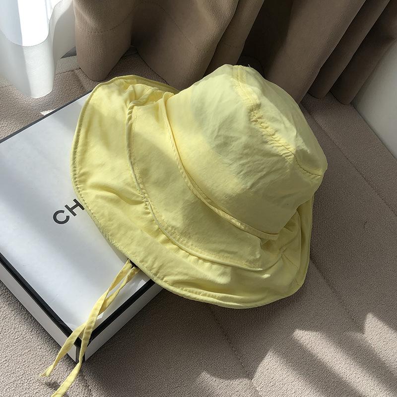 

Korean - style Quick - dry Fisherman Hat for Women, Sun - protection and Sun - shading Hat Large Brim with Straps, Foldable Bucket Hat for Summer one size чорний
