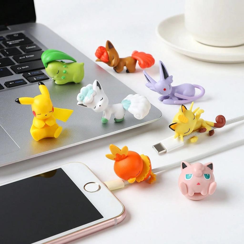 innovative Figure Data Cable Protective Case Pikachu Eevee Meowth Piplup Torchic Bite Cable Cover For USB Charging Cable