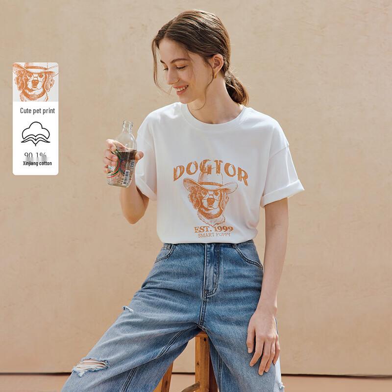 INMAN Women s Puppy Print Short Sleeve T-Shirt L