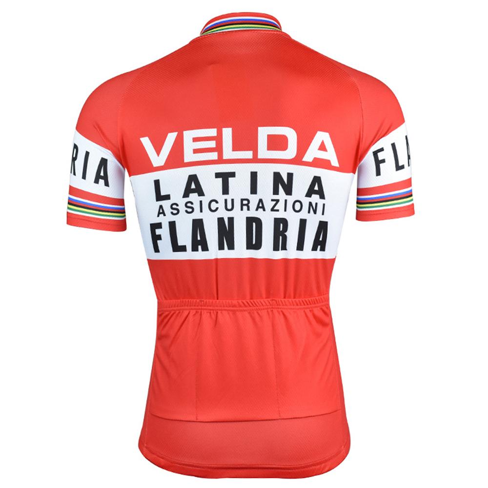 Flandria Red Bicycle Cycling Man Retro Mtb Shirt Short Sleeve Bike Enduro Retro Jersey Suit Tripel Bib Short 2026 Summer Breathable Cycling Suit Set