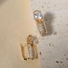 Golden Plated Hollow Zirconia Huggie Hoop Earrings for Women Jewelry Wedding Party Accessories